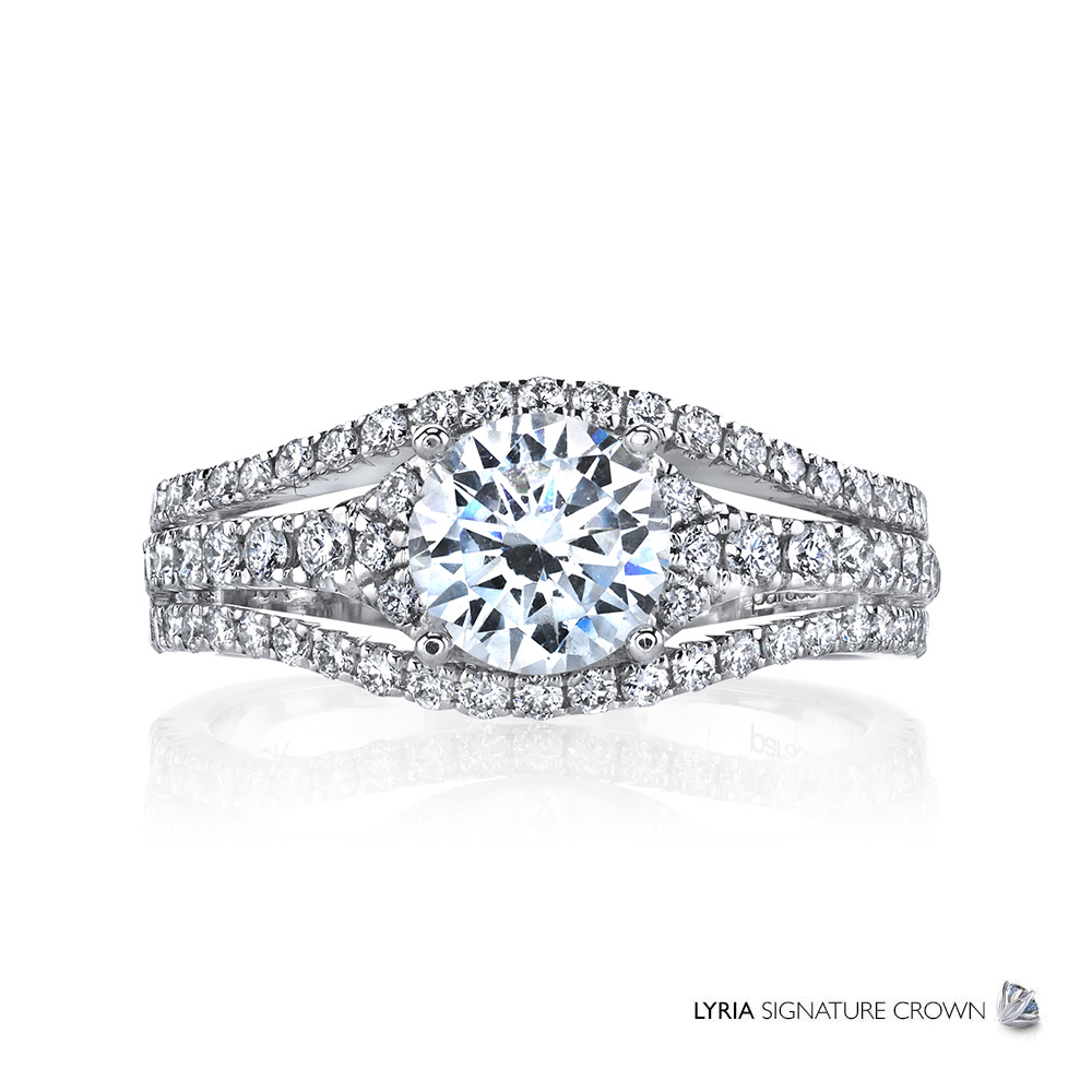 Split shank, designer diamond engagement ring.