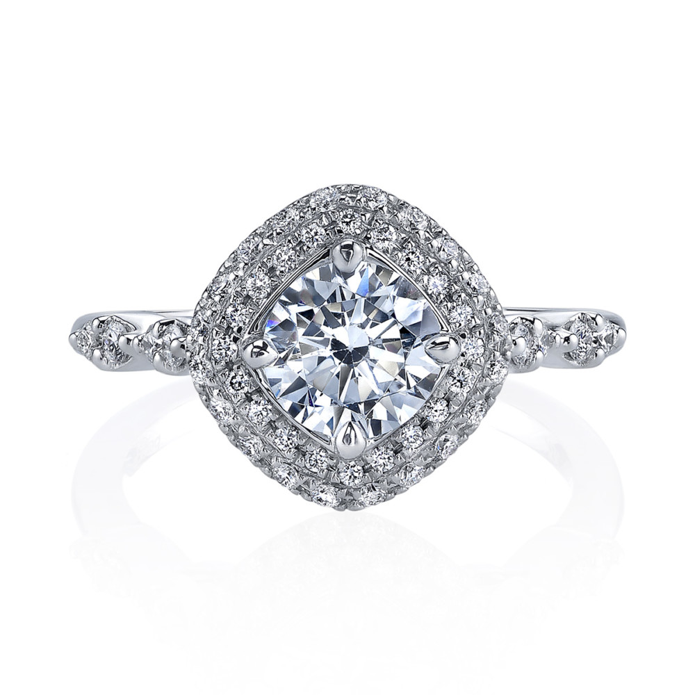 Contemporary designer diamond halo engagement ring by Parade Design.