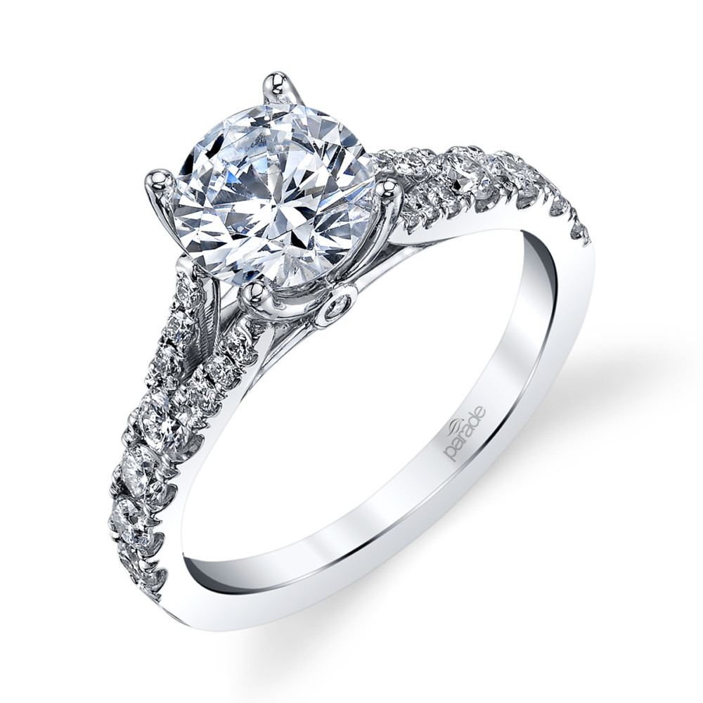 Classic split shank designer diamond engagement ring by Parade Design.