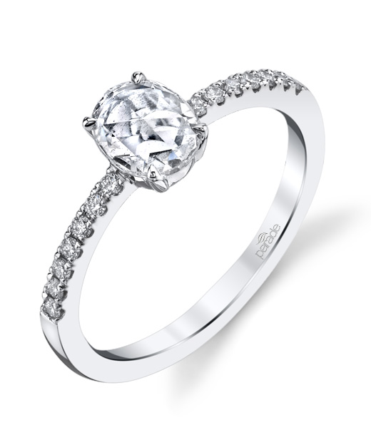 Designer oval rose cut diamond engagement ring by Parade Design.