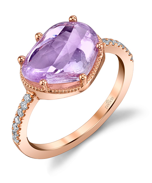 Designer diamond and pink sapphire fashion ring by Parade Design.