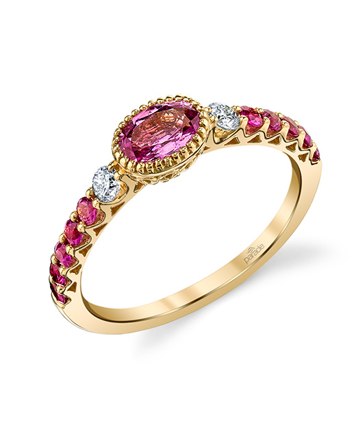 Designer pink sapphire and diamond ring by Parade Design.