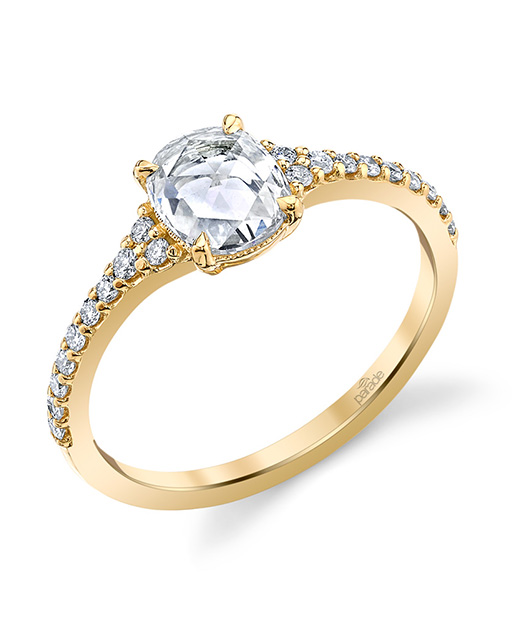 Designer diamond, rose cut diamond engagement ring by Parade Design.
