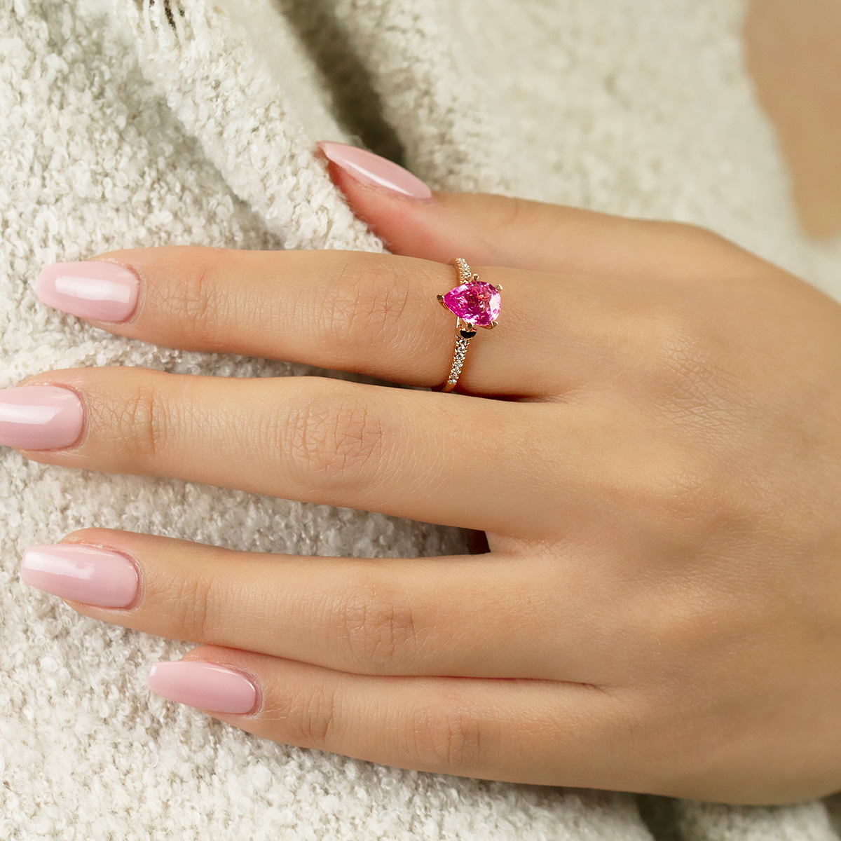Designer diamond and pink sapphire ring by Parade Design.