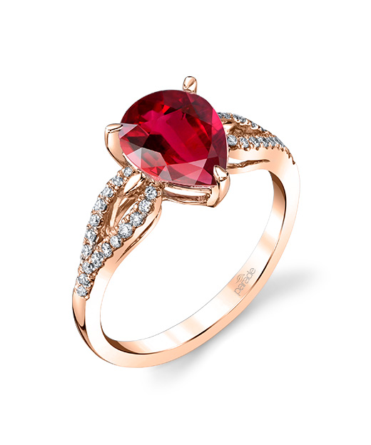 Designer diamond and rubellite tourmaline ring by Parade Design.
