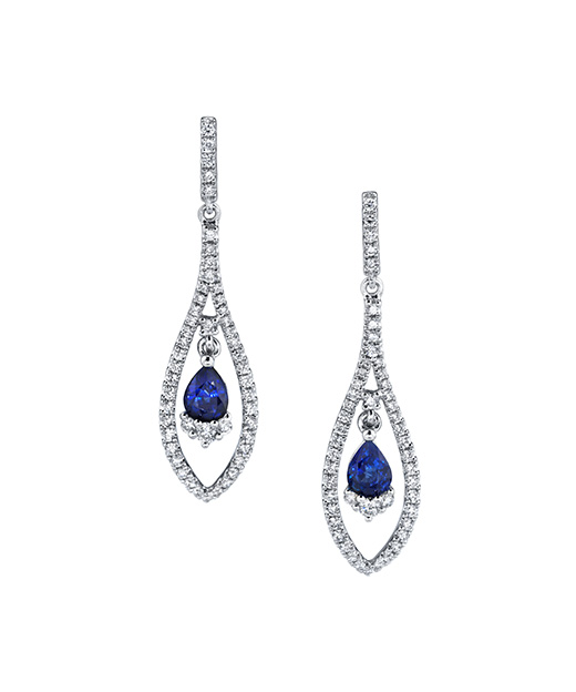 Designer diamond and blue sapphire dangle earrings by Parade Design.